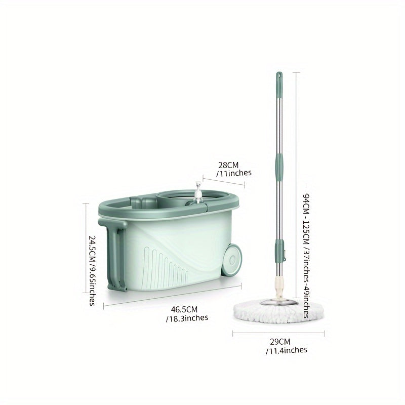 2pcs Teal Spin Mop and Bucket System with Wheels Microfiber High Absorbency