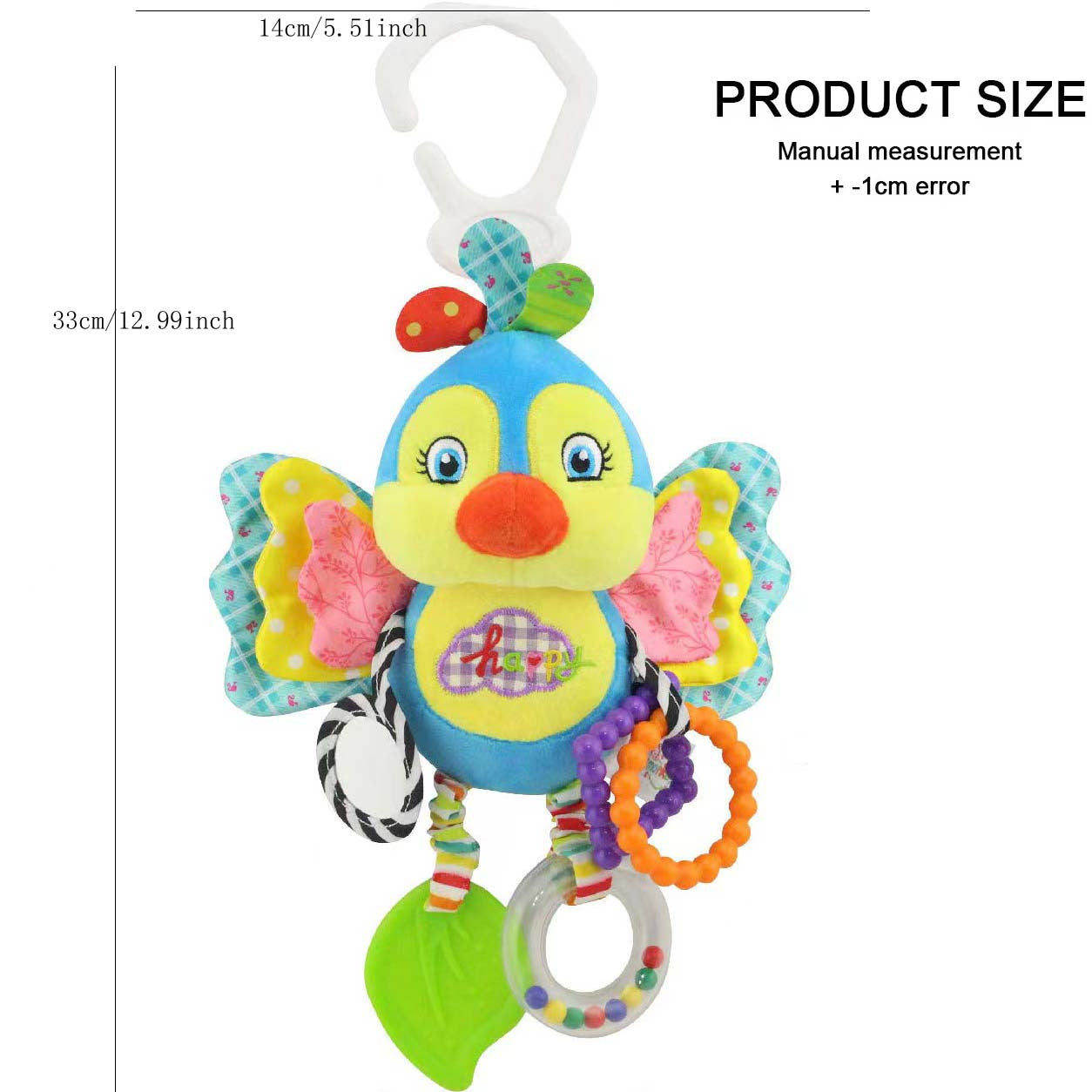 Baby Toy Clip-On Car Seat and Stroller Toys for Babies with Textures Teethers and Rattles