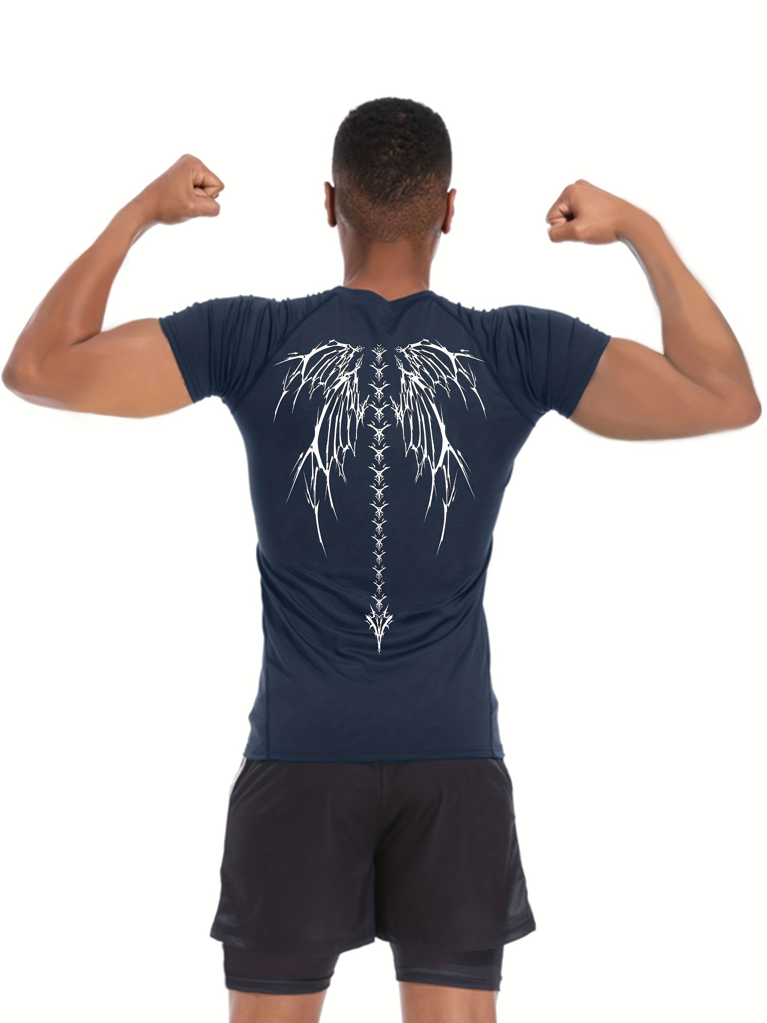 Men's Athletic Set Quick-Dry Compression T-Shirt and Multi-Pocket Shorts for Gym Running Outdoor