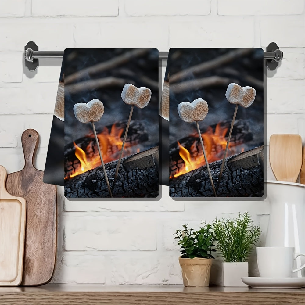2 Pieces Ultra Soft Kitchen Towels for Roasting Marshmallows 16x24 Inches