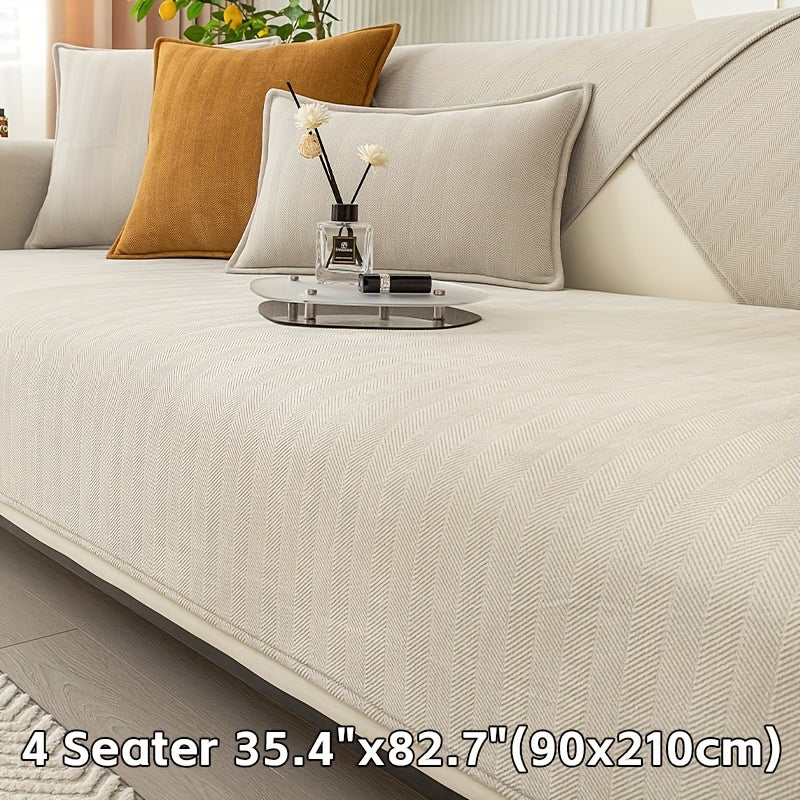 Зеленая накидка на диван из шенилла с узором «елочка», противоскользящая, подходит для домашних животных, подходит для 1-4 человек, моется в машине