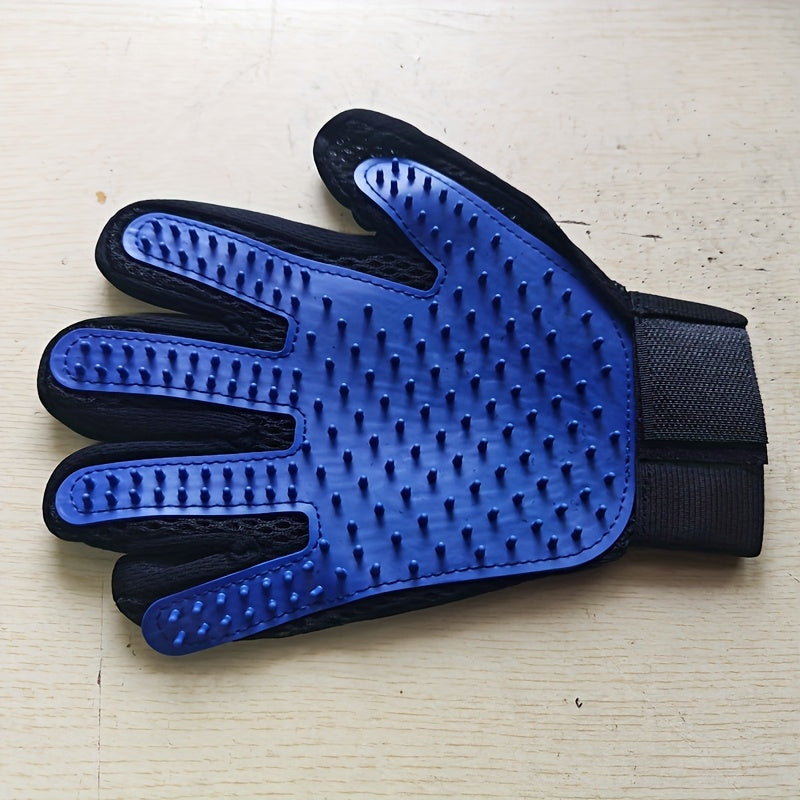 Pet Grooming Gloves for Dogs and Cats Silicone Deshedding Brush Five Finger Blue
