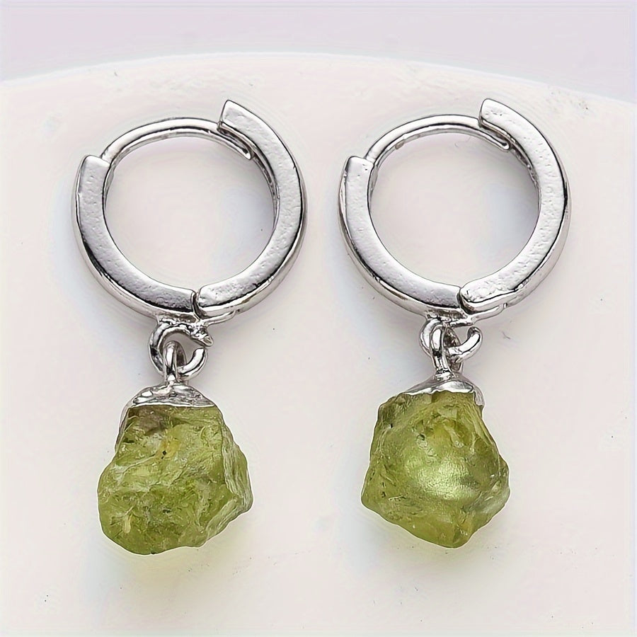 Pendientes de cobre con piedras de cristal natural para mujeres y niñas