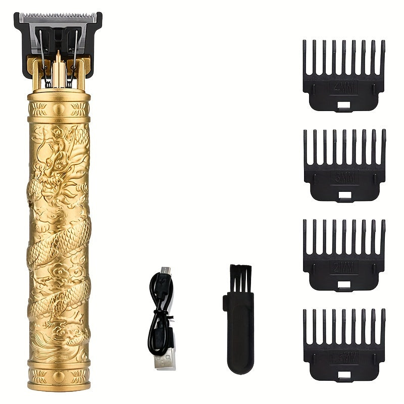 Kit de recortadora de pelo eléctrica para hombres con recortadora de hoja en T, herramienta de cuidado recargable por USB