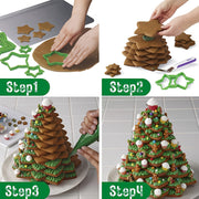 Set of 10 Christmas Tree and Star 3D Cookie Cutters for Baking