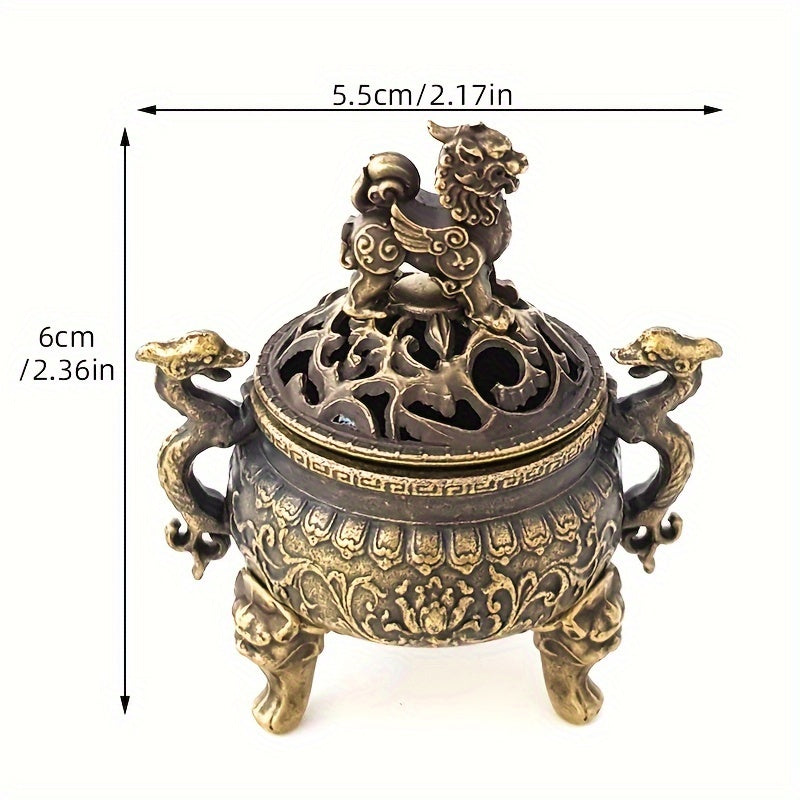 Metal Incense Burner with Lid and Three Legs for Home Decor and Holidays