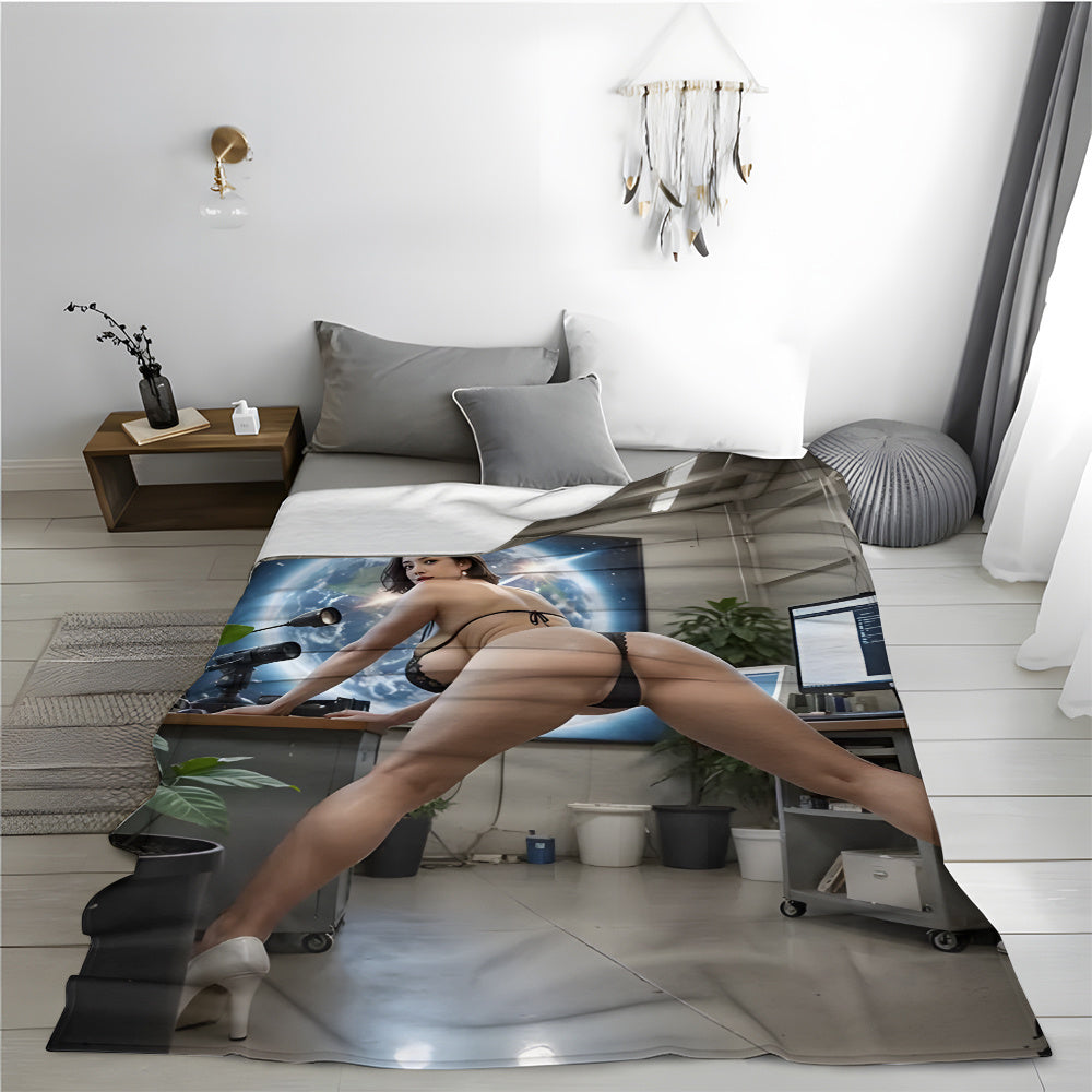 Flannel Throw Blanket Stain-Resistant Cozy Digital Print for Living Room Bedroom Outdoor