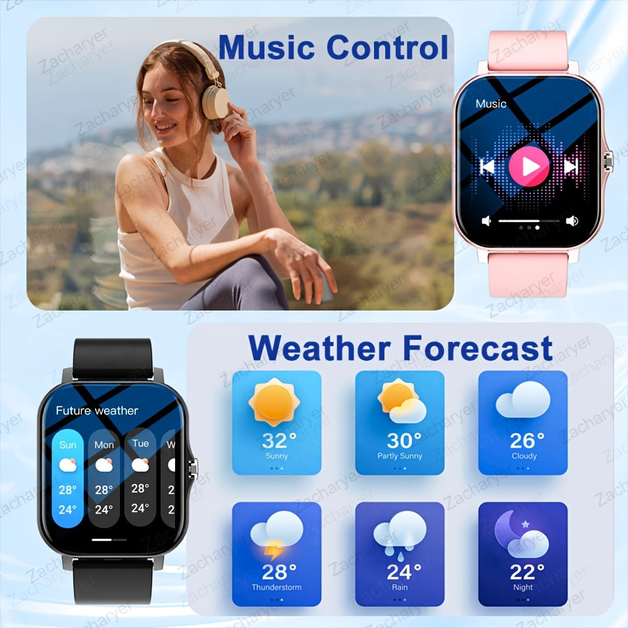 Wireless Smart Watch with Fitness Monitoring, Multi-Sport Tracker, Call Alerts, Long Battery Life, Compatible with iPhone and Android