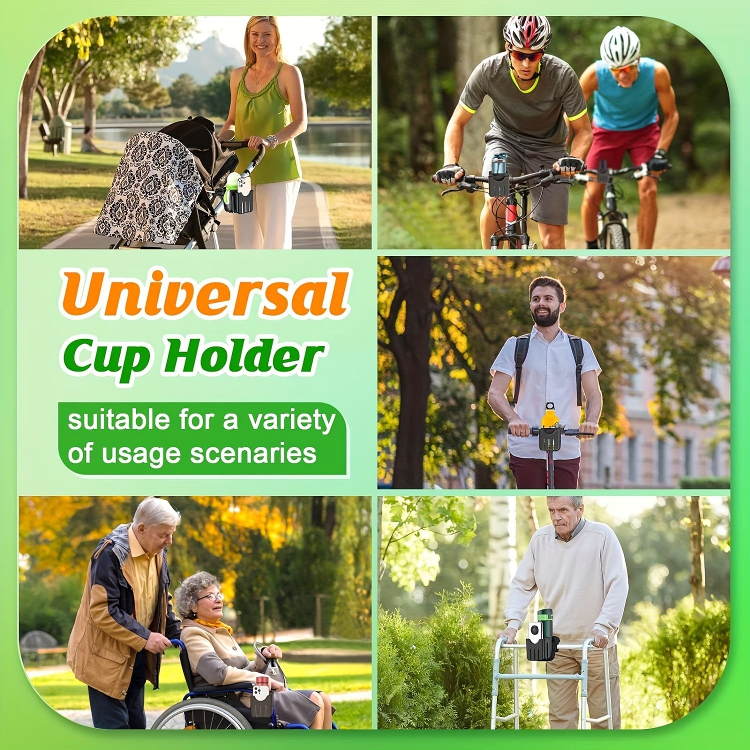 Stroller Cup Holder with Phone Holder for Bicycles Wheelchairs and Scooters
