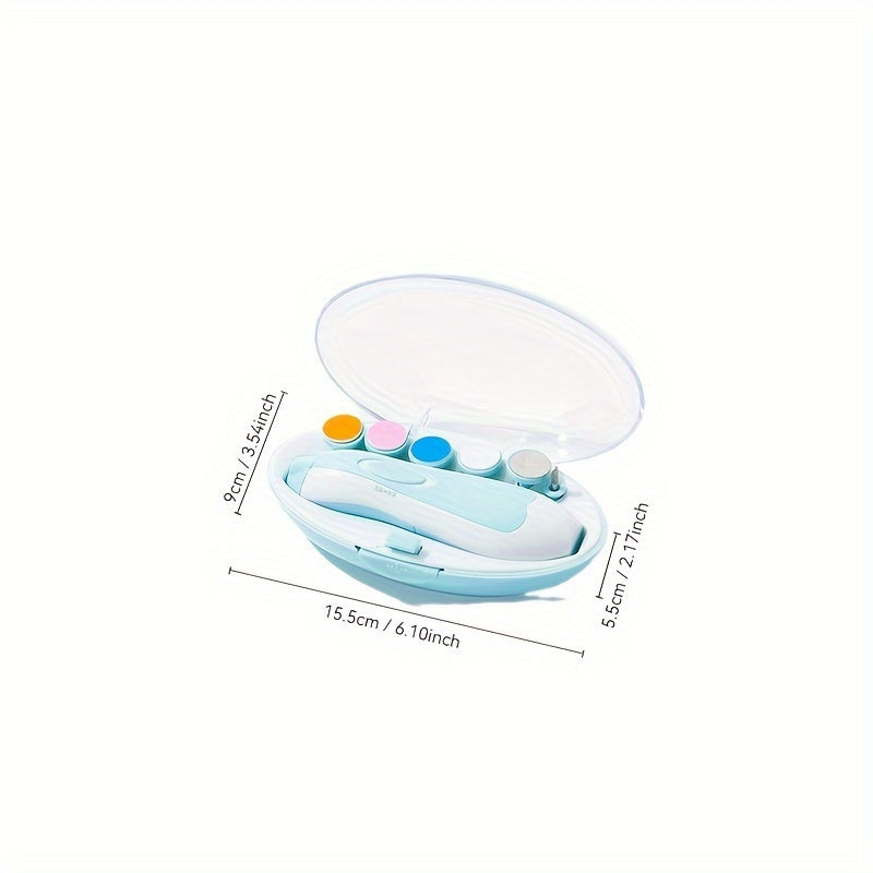 6-in-1 Nail Care Kit for Kids Pink Blue Electric Grinder Clippers Manicure Set