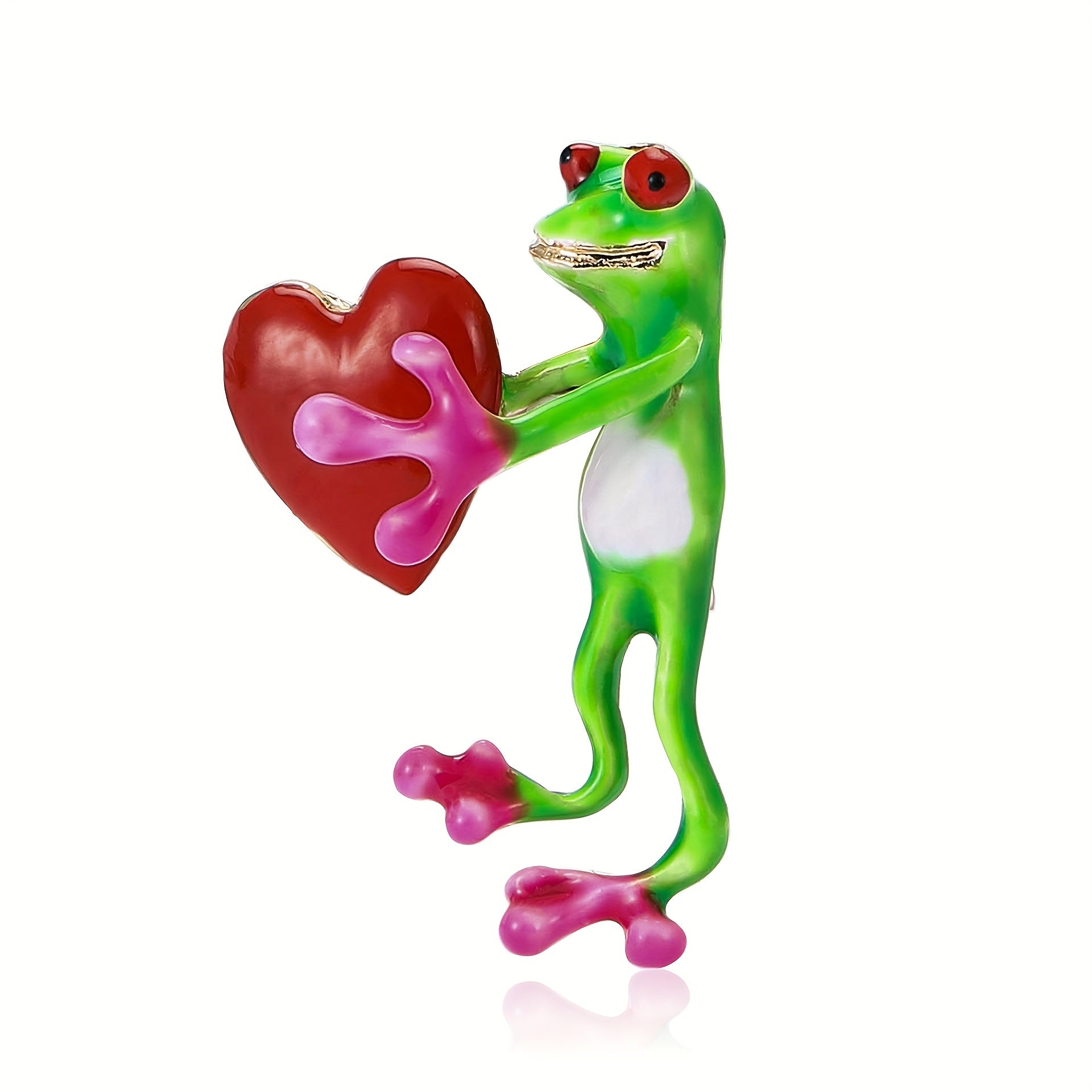 Unisex Enamel Heart Frog Brooch Alloy Irregular Shape Fashion Accessory