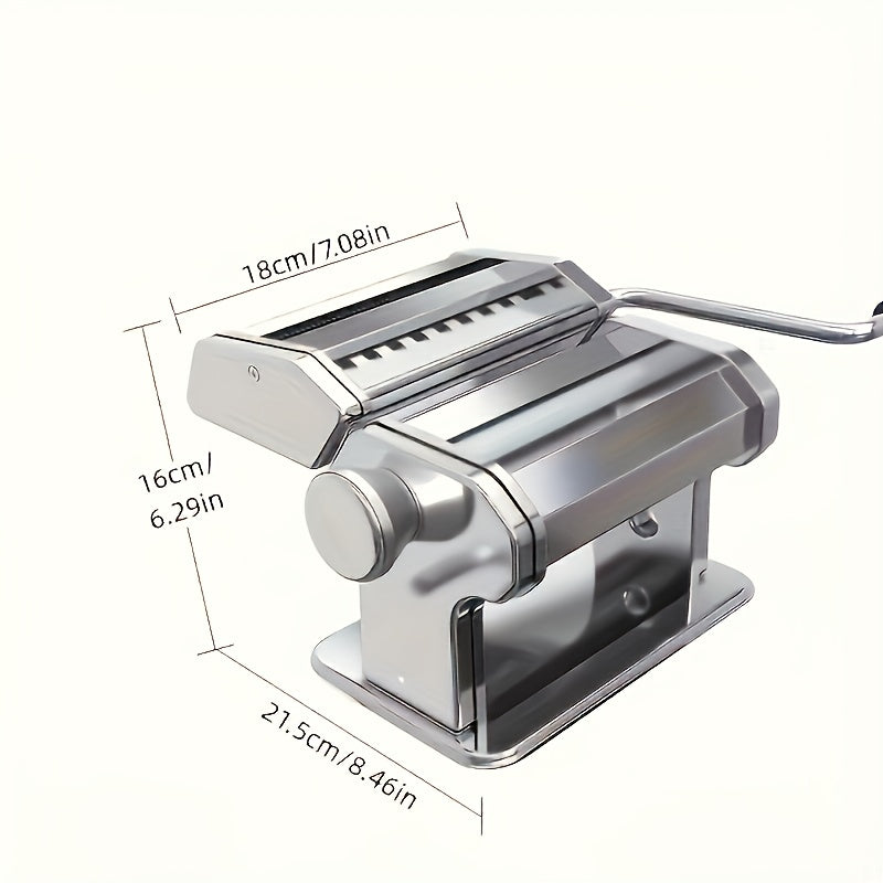 Stainless Steel Manual Pasta Maker with 7 Adjustable Thickness Settings for Noodles and Meat Slices