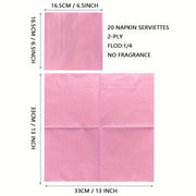 Bir martalik pushti qog'oz joy matritsasi, to'rtburchak, 33 sm, to'ylar, partiyalar, tug'ilgan kunlar uchun, 20 ta paket