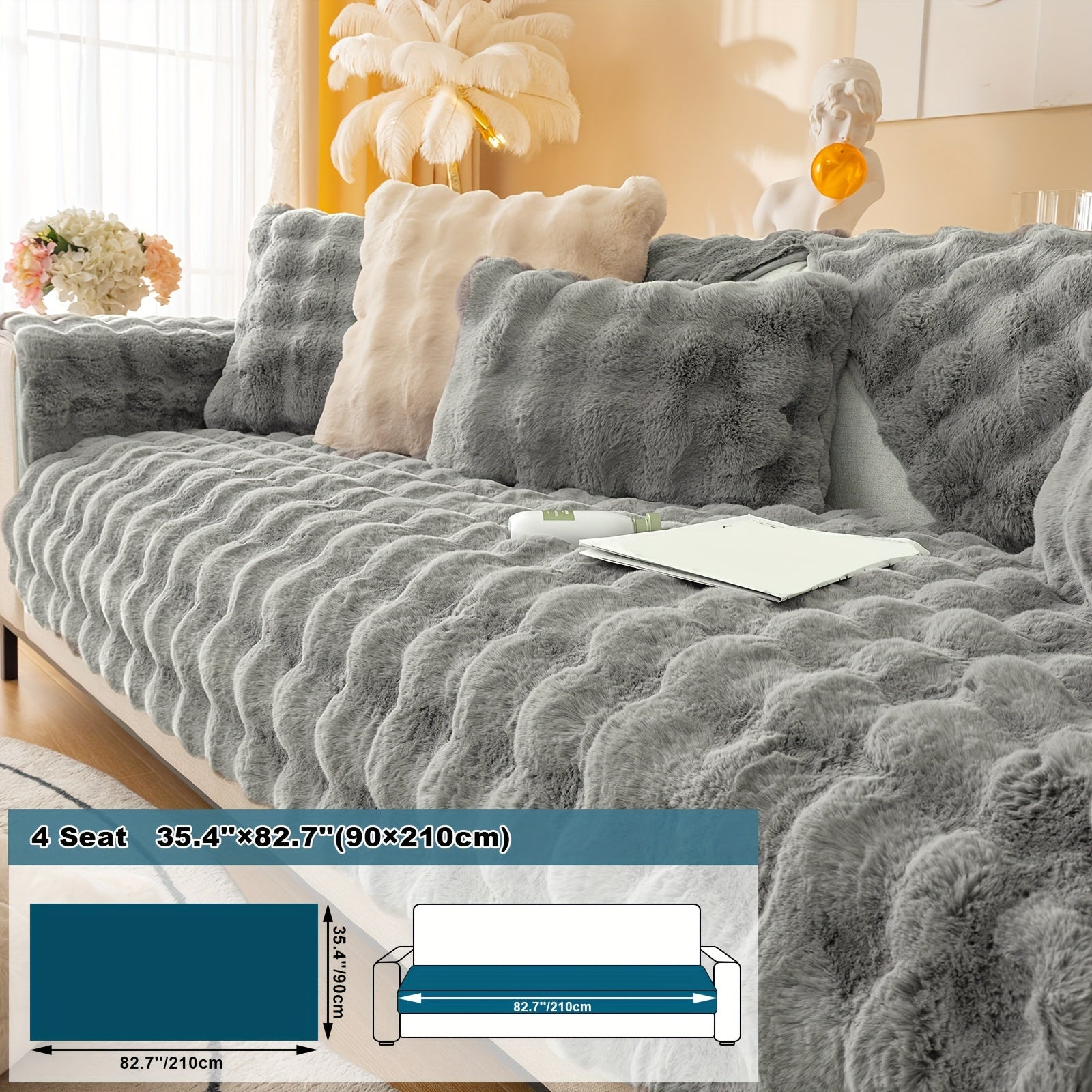 Имитация кролика плюшевая подушка-диван для домашних животных, дружелюбная к собакам с нескользящим чехлом для защиты мебели и декора в спальне, офисе или гостиной.