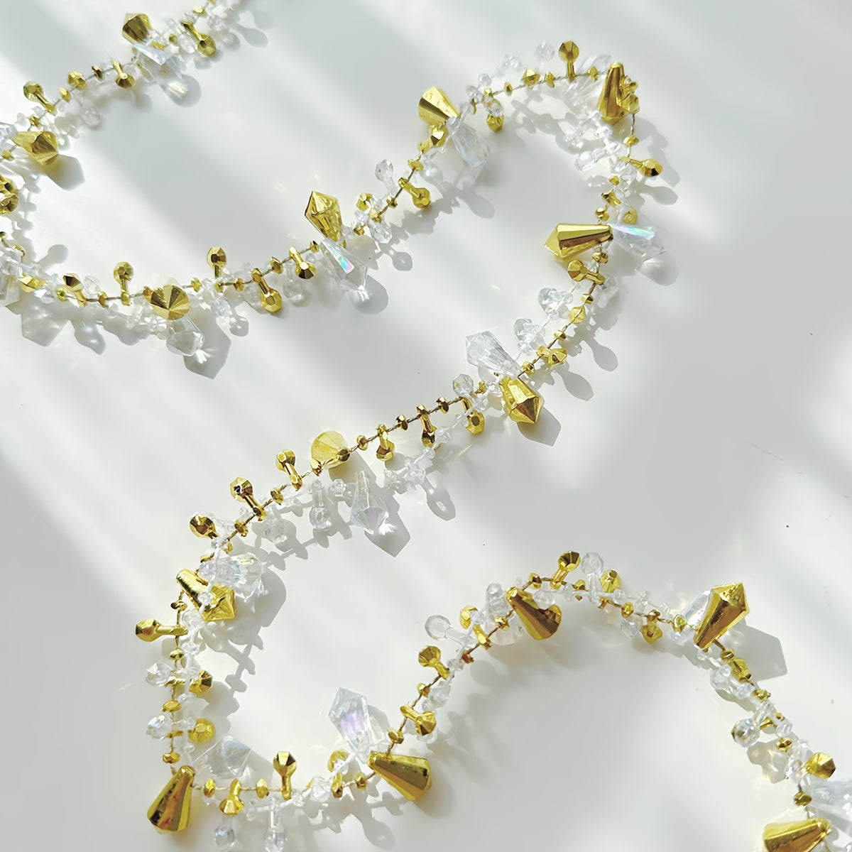 Guirnalda de cuentas de acrílico 3m, cuentas blancas y transparentes, decoración de boda y Navidad, adorno colgante