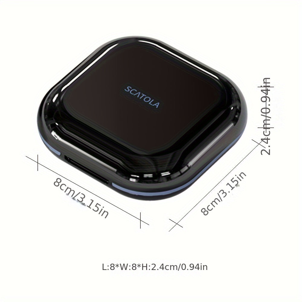 White and Blue 4-Compartment Pill Organizer with Transparent Lid for Travel and Daily Use