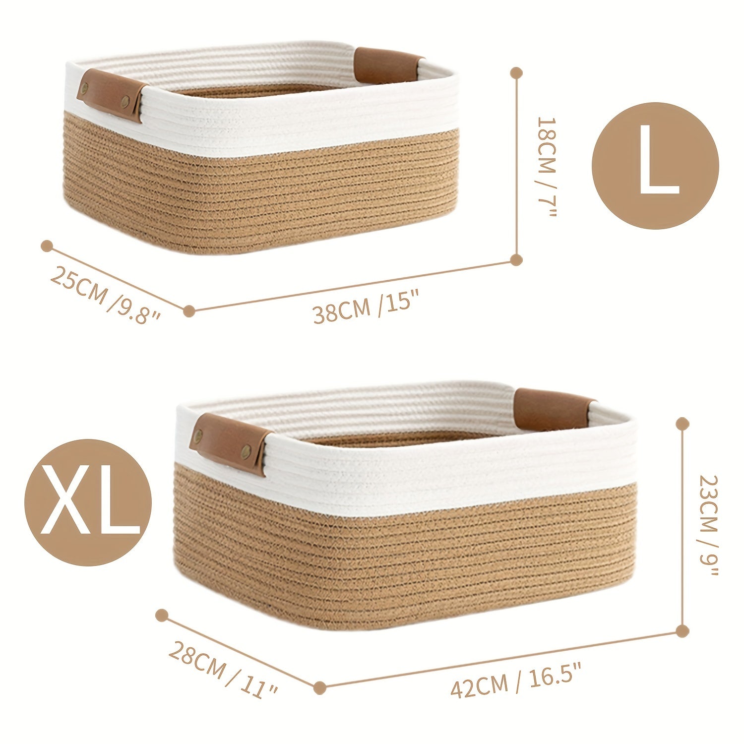Qo'l bilan to'qilgan saqlash savati, hammomda, yotoqxona, yotoqxonada yoki ofisda turli xil narsalar, kosmetikalar, o'yinchoqlar va atıştırmalıklarni tartibga solish uchun. Bezakli va yig'iladigan dizayn.