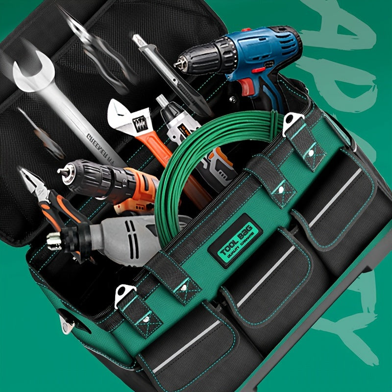 Waterproof Canvas Tool Bag for Woodworking and Maintenance Tools Green