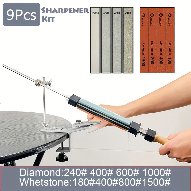 Adjustable Angle Knife and Scissor Sharpener Diamond Whetstone Set for Kitchen