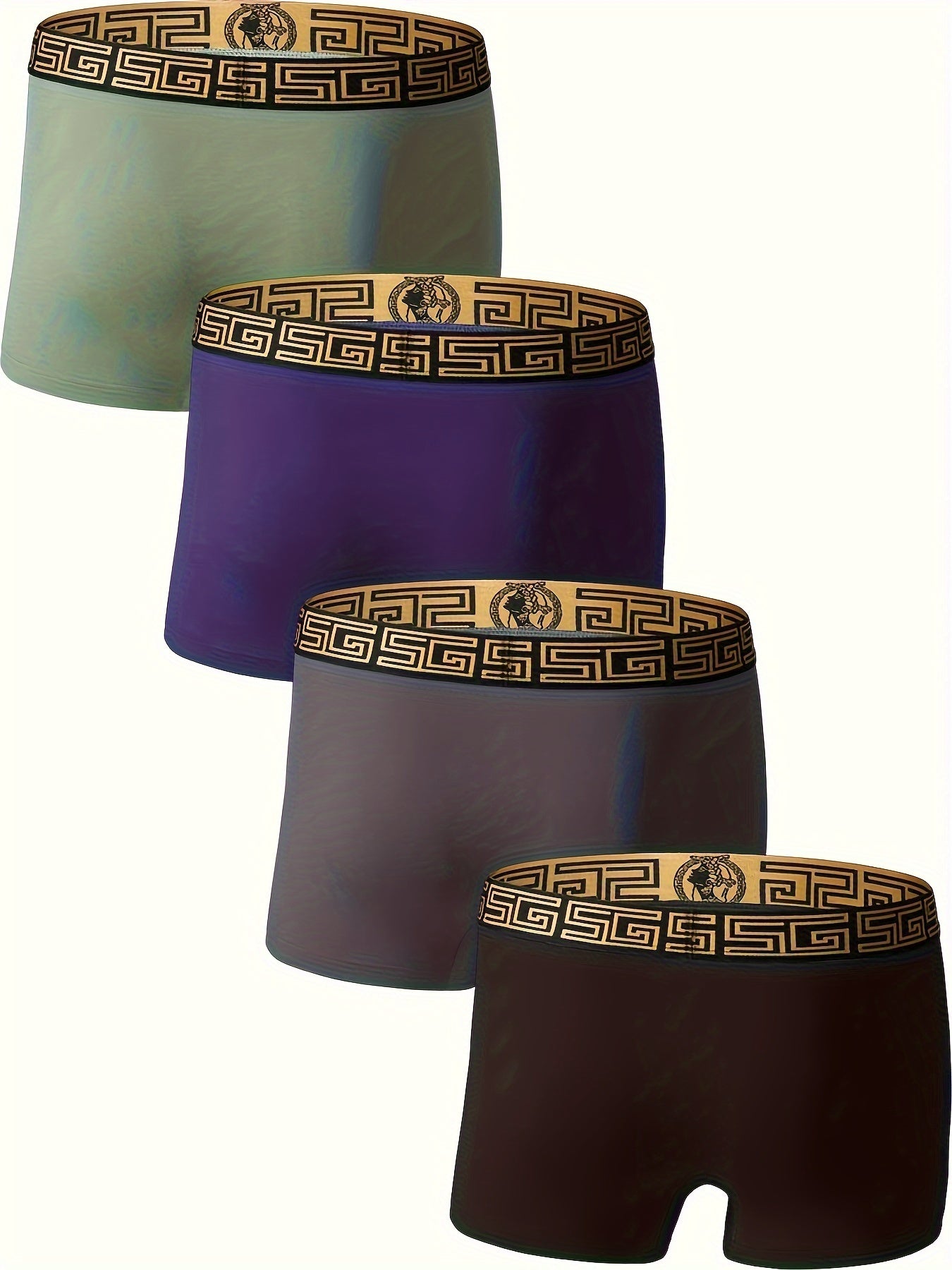 Men's Viscose Boxer Briefs 4-Pack Breathable Medium Stretch Portrait Pattern