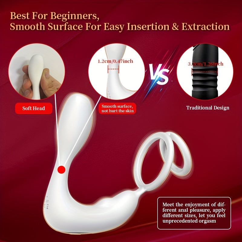 Male Prostate Massager Vibrating Anal Plug with Cock Ring 12 Modes
