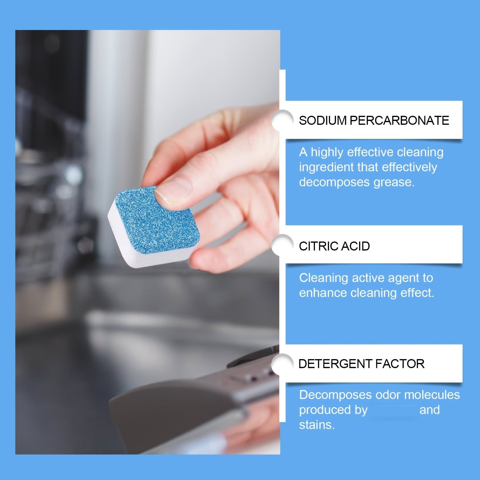 Oshxona quvurlari tozalash tabletkalari, drenaj tizimlaridagi yog' to'siqlarini ochish uchun shovqinli tabletkalar.