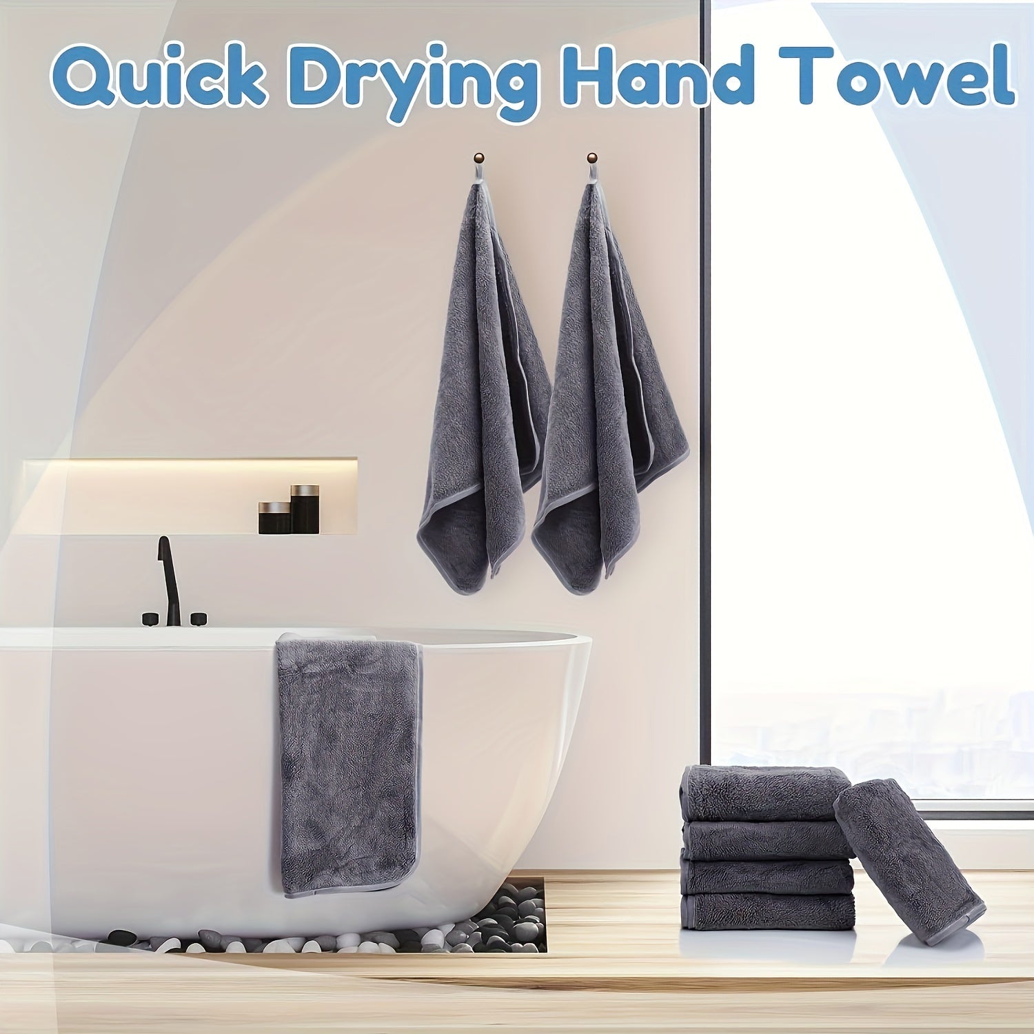 Absorbent Hand Towel Set 5/10pcs for Bathroom Gym Hotel Spa Polyester Durable