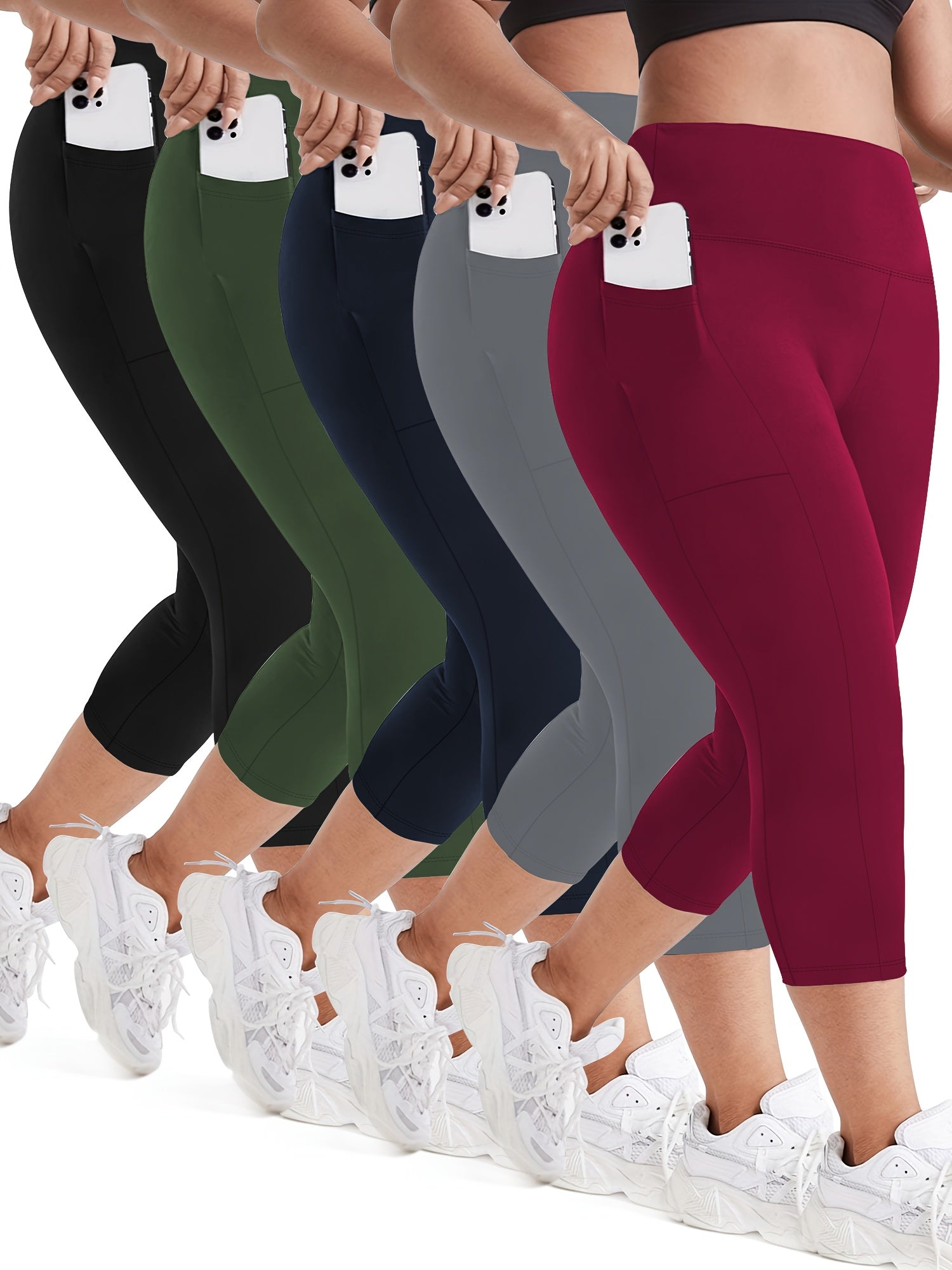 Plus Size High Waist Pocket 7-Compartment Pants for Spring and Summer