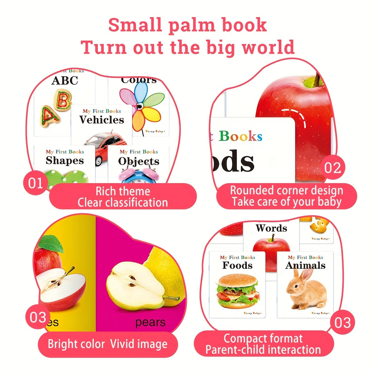 TEENYBABY Mening Birinchi Kitoblarim 10 ta to'plami - bolalar uchun shakllar, ranglar, hayvonlar, transport vositalari, ABC haqida ta'lim beruvchi taxta kitoblar, 2022 yilda Sunshine Children's Educational Association tomonidan nashr etilgan.