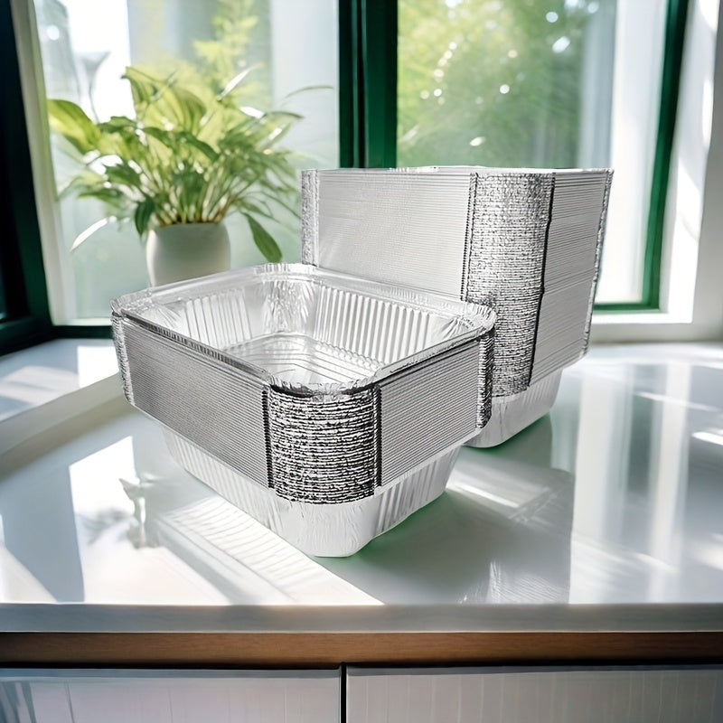 Qog'oz qopqog'li to'rtburchak alyuminiy folga non pishirish panlari, 10 ta, bir martalik pishirish plastinalari, tortlar, brownies, go'shtli piroglar uchun, 37cm x 27cm