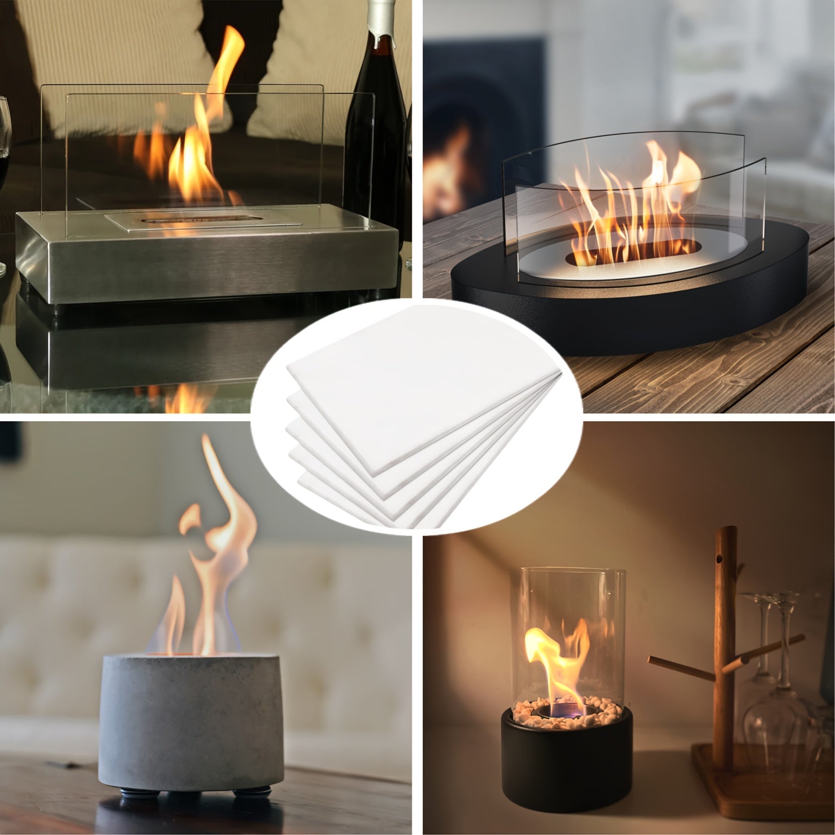 Durable Ceramic Fiber Fire Pit Tabletop with Reusable Wick for Indoor Outdoor Use