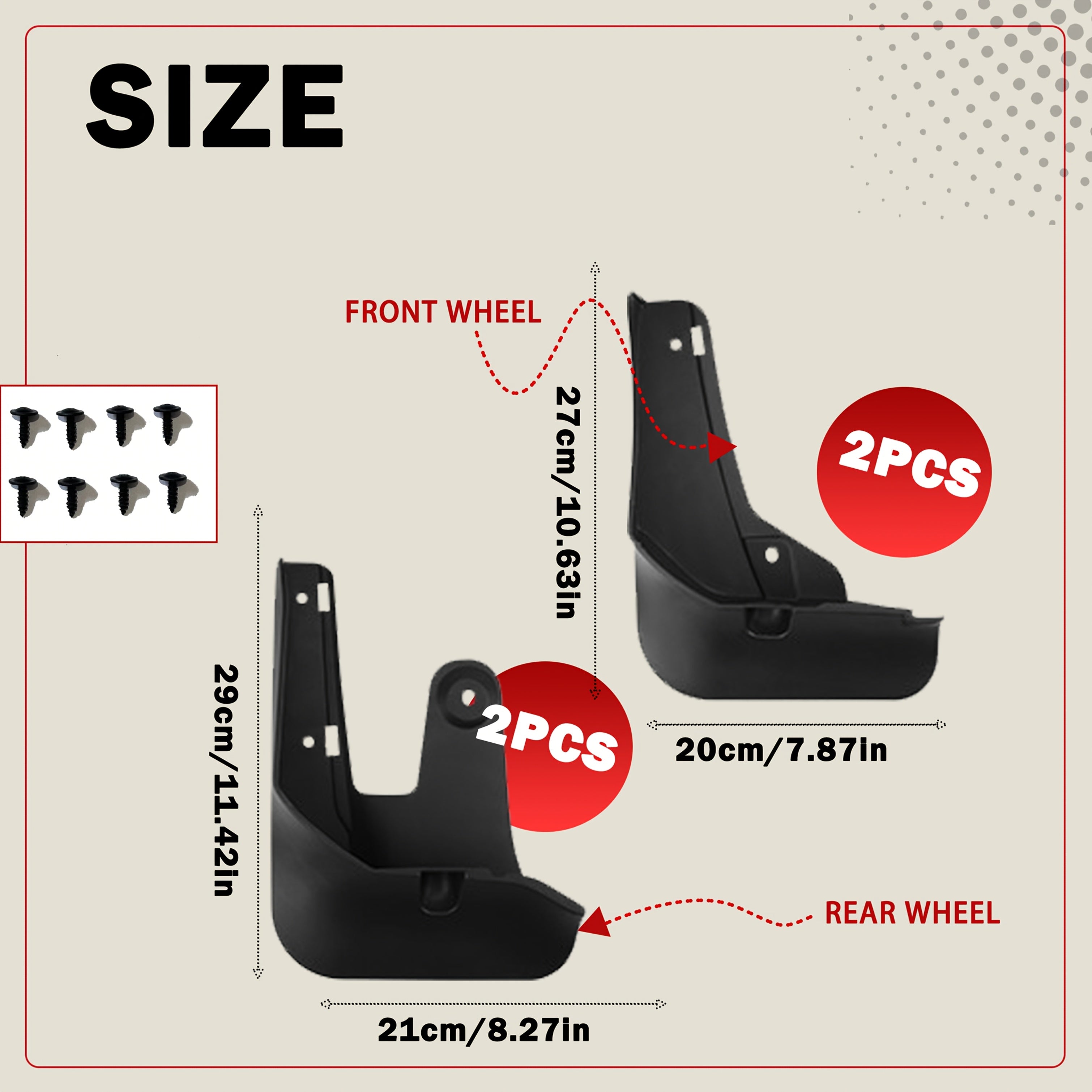 Car Mud Flaps Set for EV Splash Guards Durable Black PP No Drilling