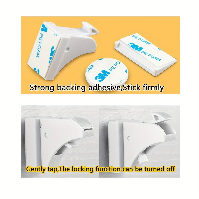 Magnetic Cabinet Locks with Adhesive, Keychain, Easy Installation, Secure Drawers and Cabinets