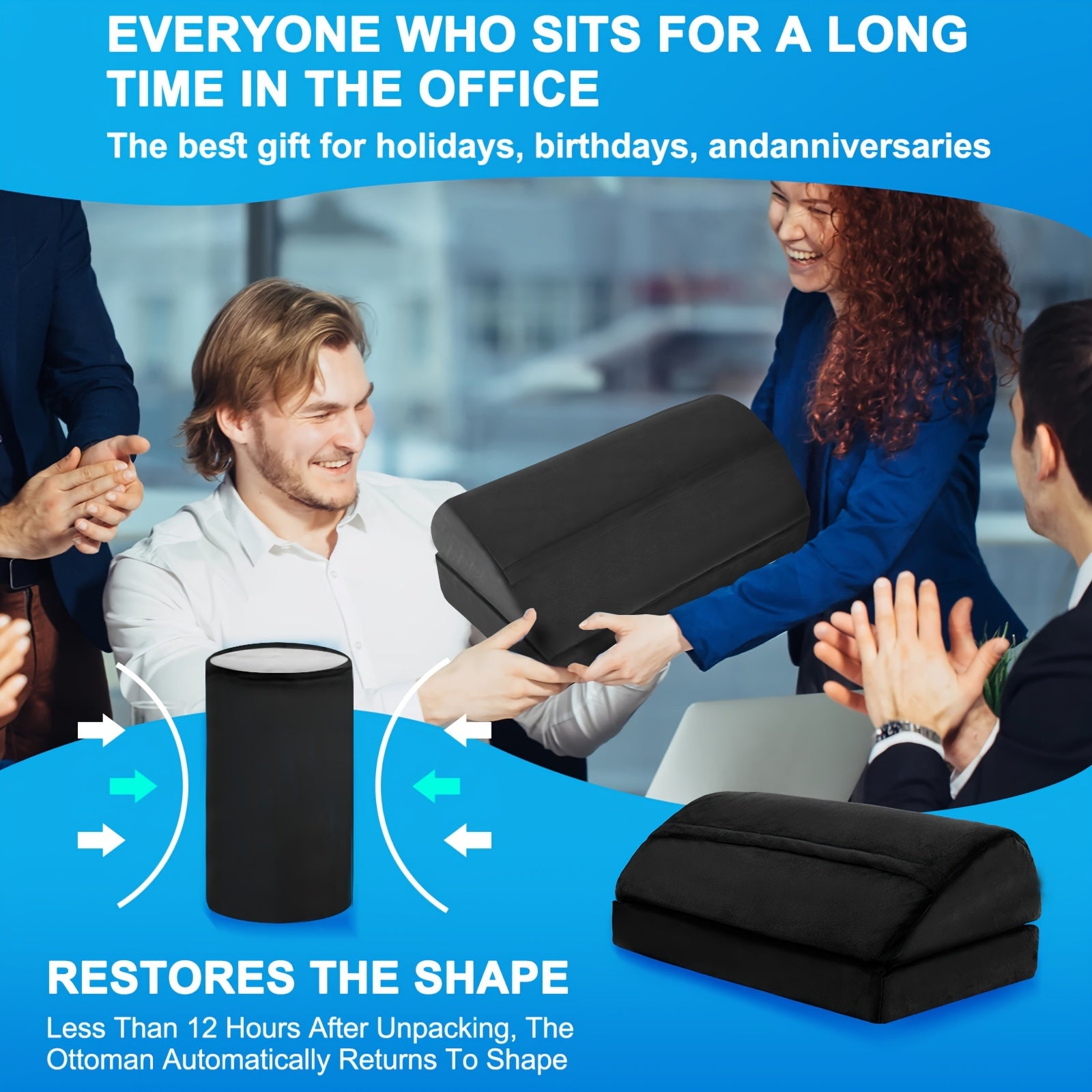 Ergonomic Black Felt Foot Rest with Adjustable Height and Plush Pockets