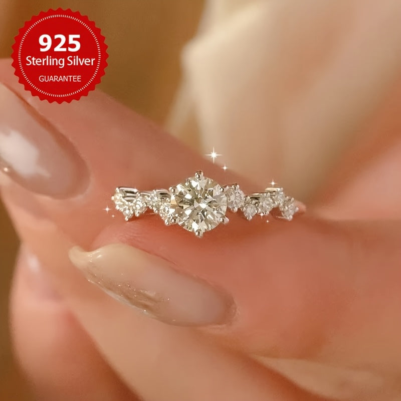 1 Carat Moissanite Solitaire Engagement Ring Sterling Silver