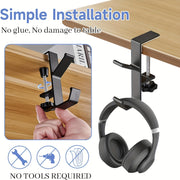 Two Pieces Under Desk Hooks for Backpacks, Portable, Fits 1.02-4.98cm Surfaces