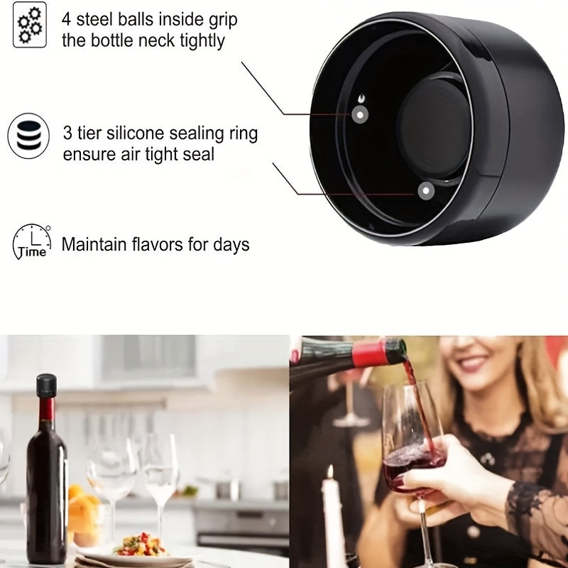 Black Wine Stopper Leak-Proof Red Wine Preservation Kitchen Dining
