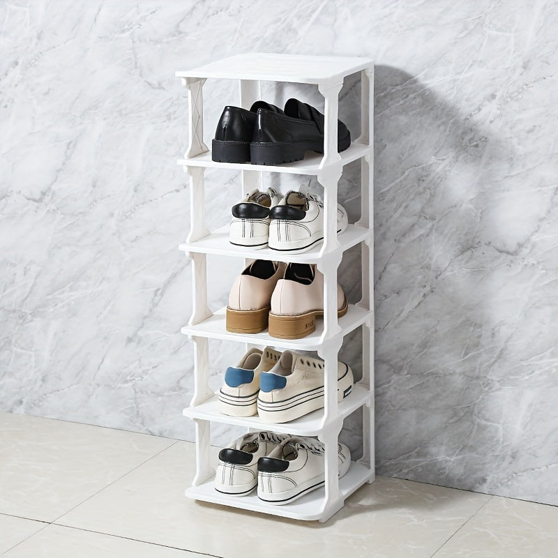 Estante para zapatos de plástico de múltiples capas con componentes desmontables en blanco o negro