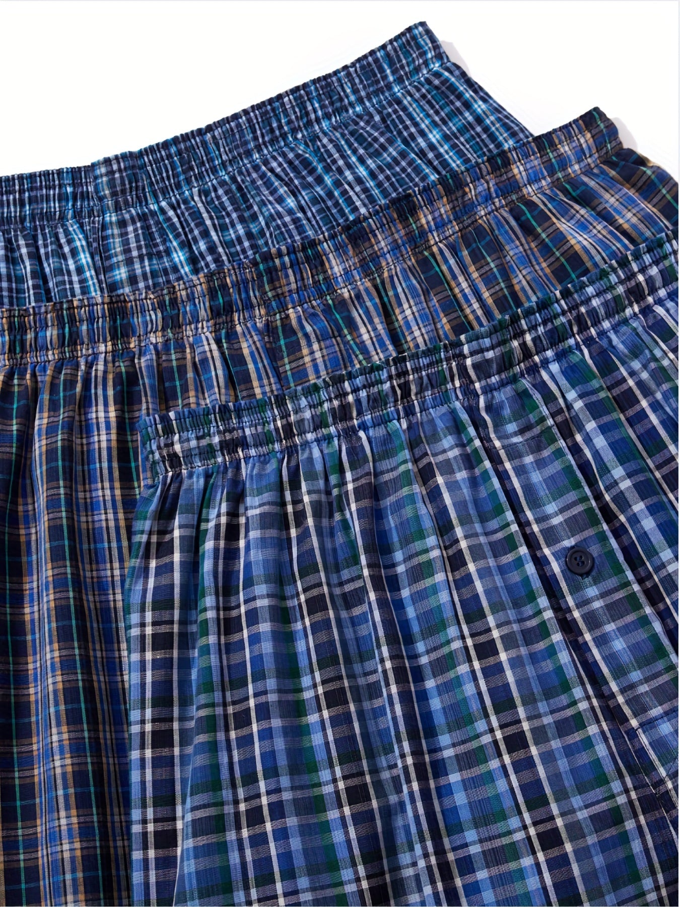 Men's Cotton Boxer Shorts Set 6 Pack Plaid Elastic Waistband Button Closure