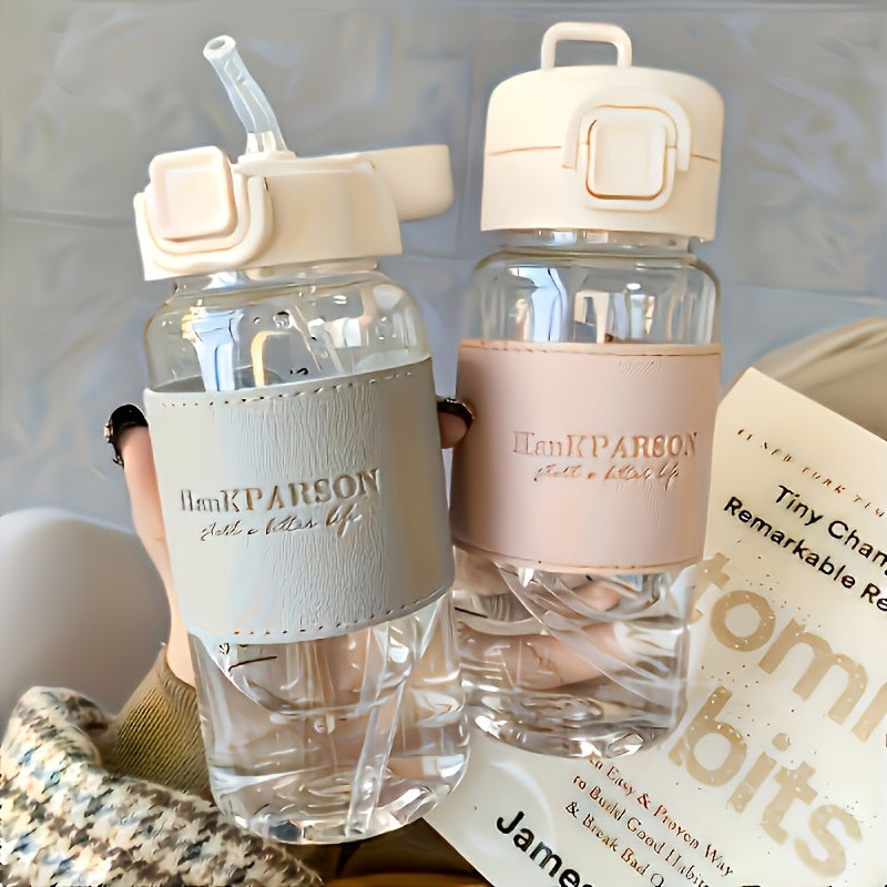 500ml BPA-Free Plastic Water Bottle with Straw Flip Lid Leakproof for Outdoor Sports