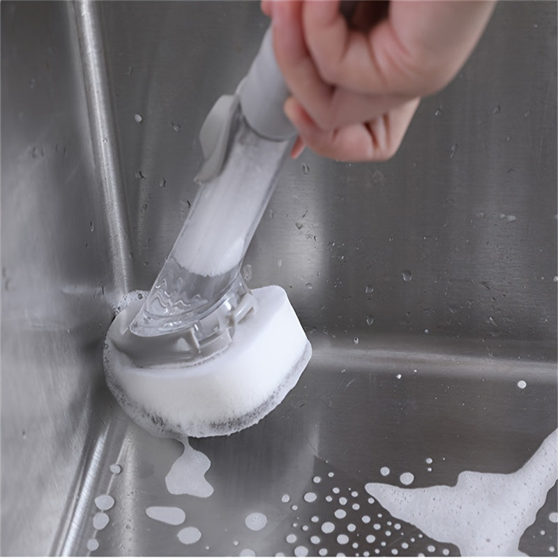 Uzun tutqichli oshxona cho'tkasi, ichki sabun tarqatuvchi bilan - ko'p funksiyali va batareyasiz, idishlar va qozonlarni tozalash uchun mukammal