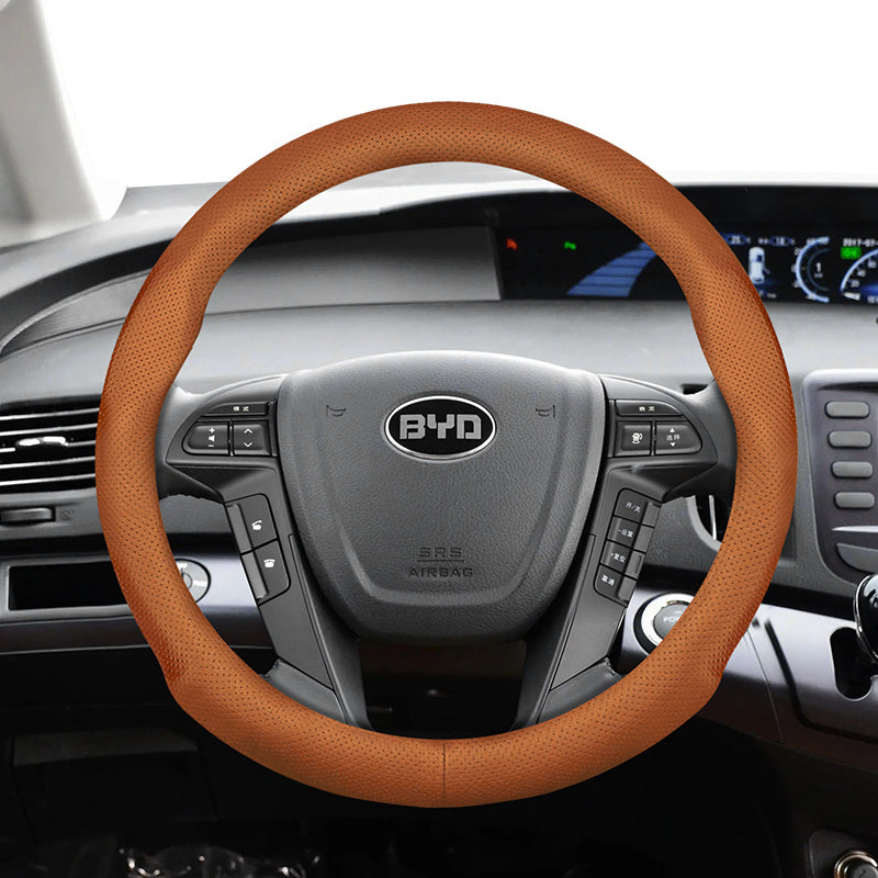 Universal avtomobil boshqaruv g'ildiragi qopqog'i nafas oladigan PU charm qora 37-38.5cm