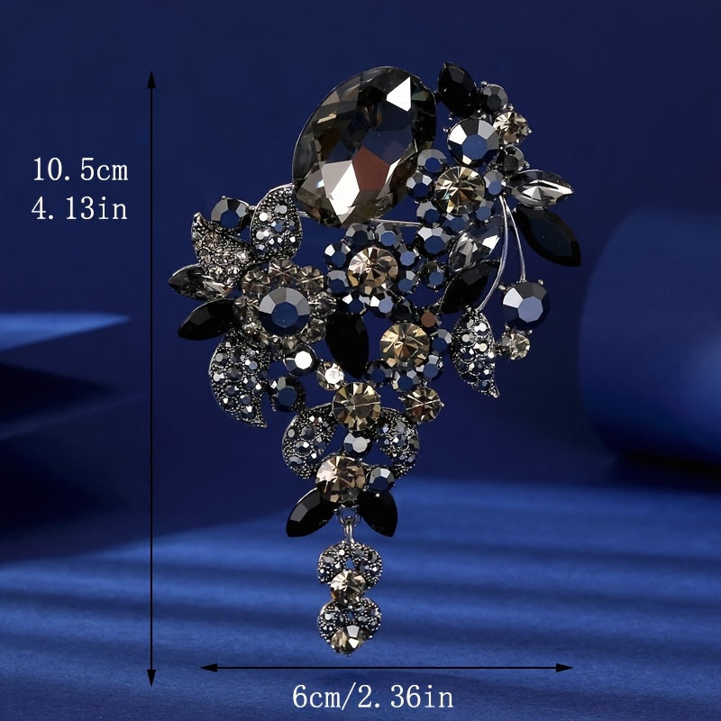 Women’s Rhinestone Flower Brooch Pin Elegant Statement Jewelry