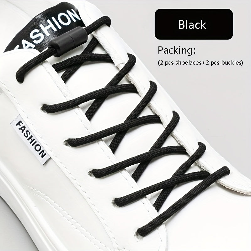 2PCS No-Tie Elastic Shoelaces for Sneakers and Boots Soft Acetate Fiber