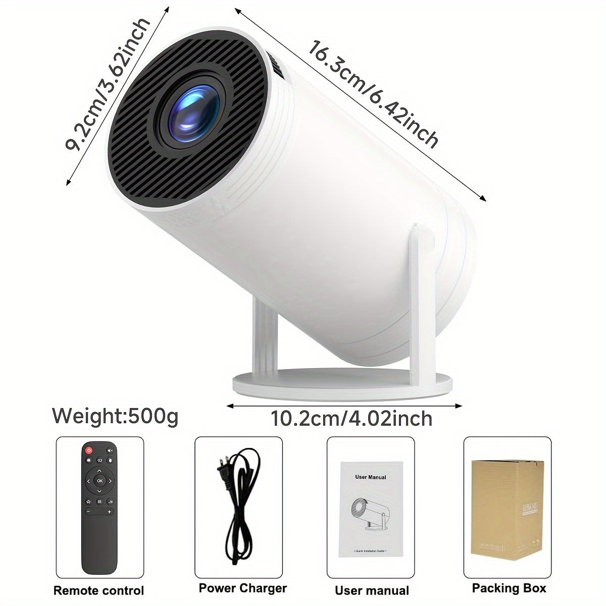 Portable 1080P Smart Projector with Android, 5G WiFi6, Auto Correction