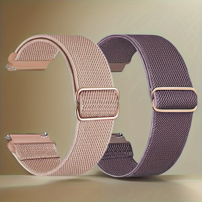 2-Pack Elastic Nylon Watch Bands for Men Women 18mm 20mm 22mm Non-Water Resistant