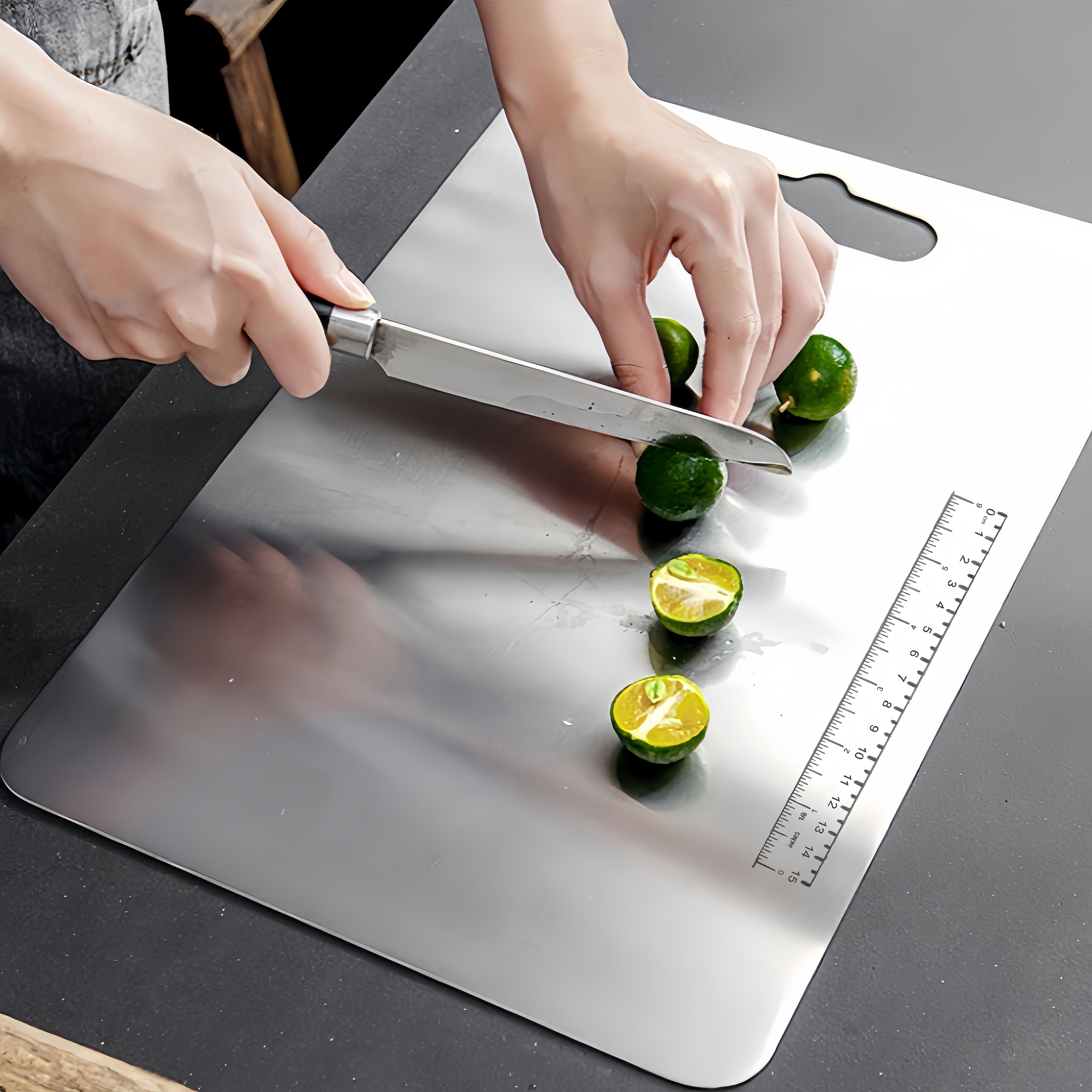 Stainless Steel Cutting Boards Set with Scales Double-Sided Food Grade Kitchen Tools