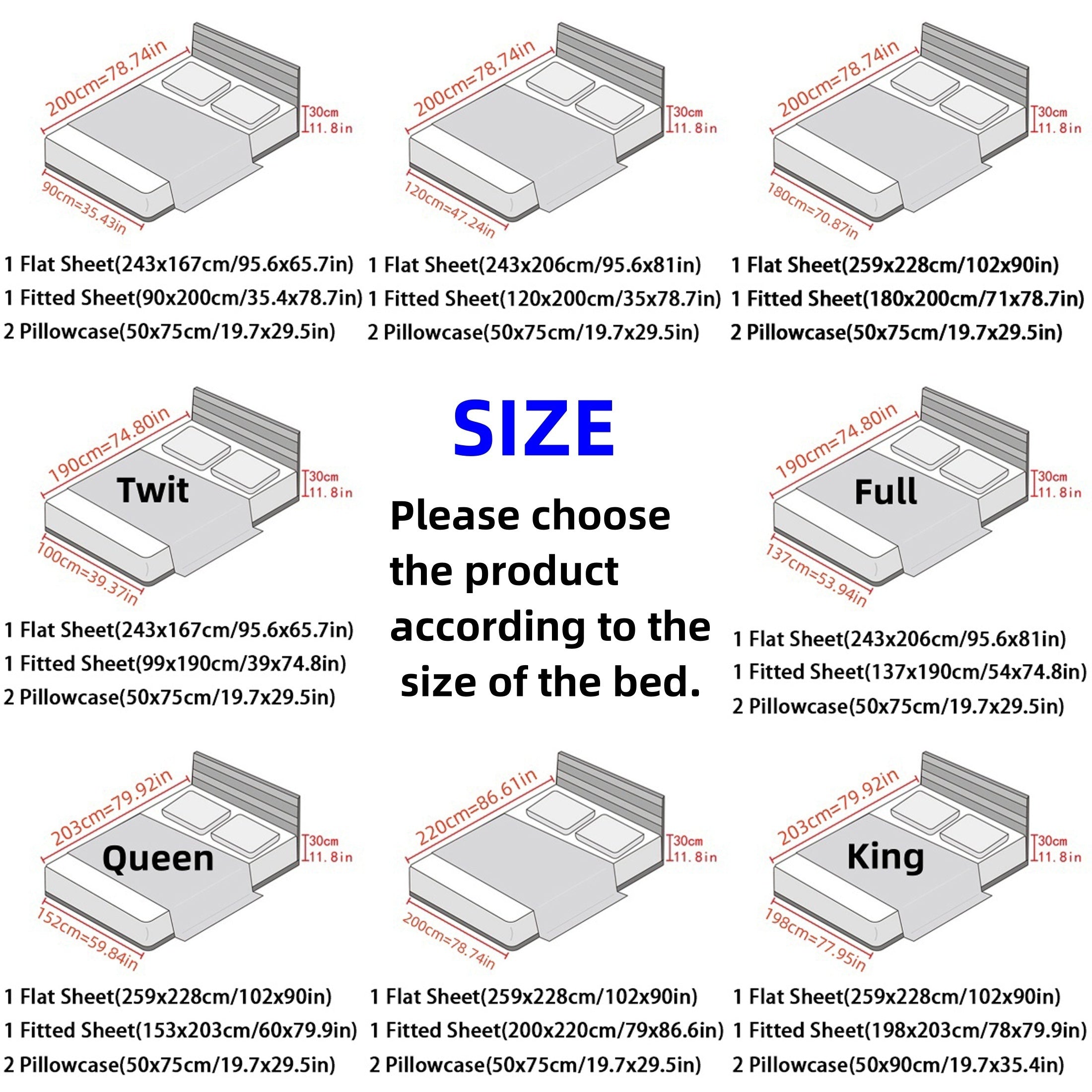 Комплект постельного белья из 4 предметов из сатина с простыней на резинке и наволочками, мягкий, прочный полиэстер