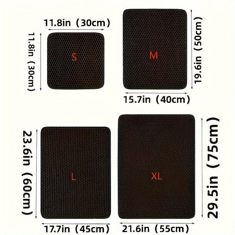 Large Gray and Black Cat Litter Mat Waterproof Non-Slip Honeycomb Double Layer EVA