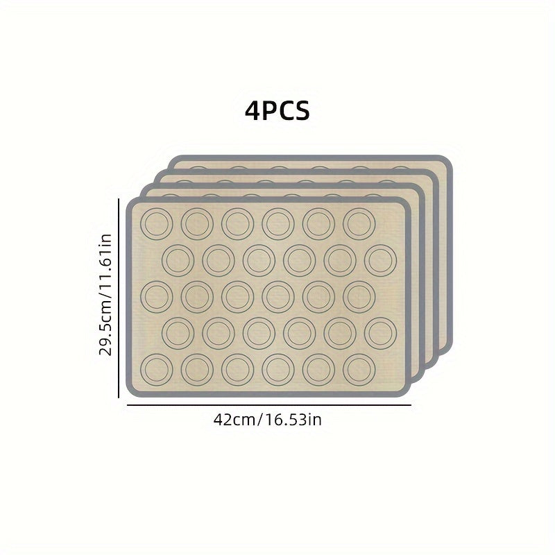 Silicone Baking Mats Set of 4 with Festive Designs for Cookies Macarons and Treats